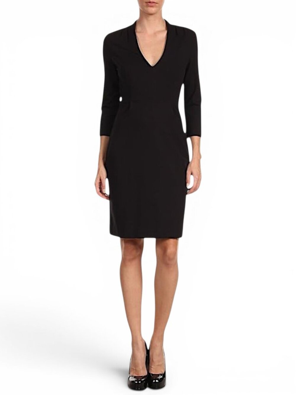 Kate Spade Black Darlene V-Neck Stretch Knit Sheath 3/4 Sleeves Dress NWT New 2
